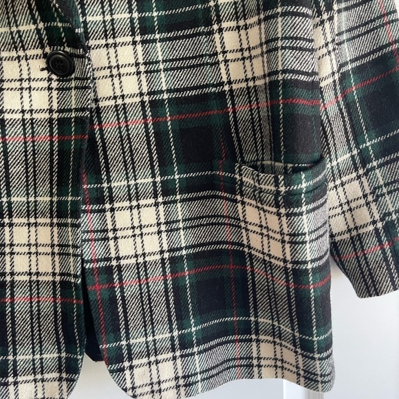 Vintage White Stag Plaid Wool Blazer - 12 - Picture 3 of 4